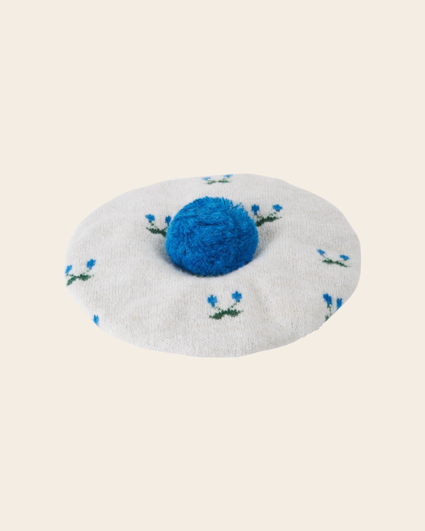 Béret cerise écru et bleu