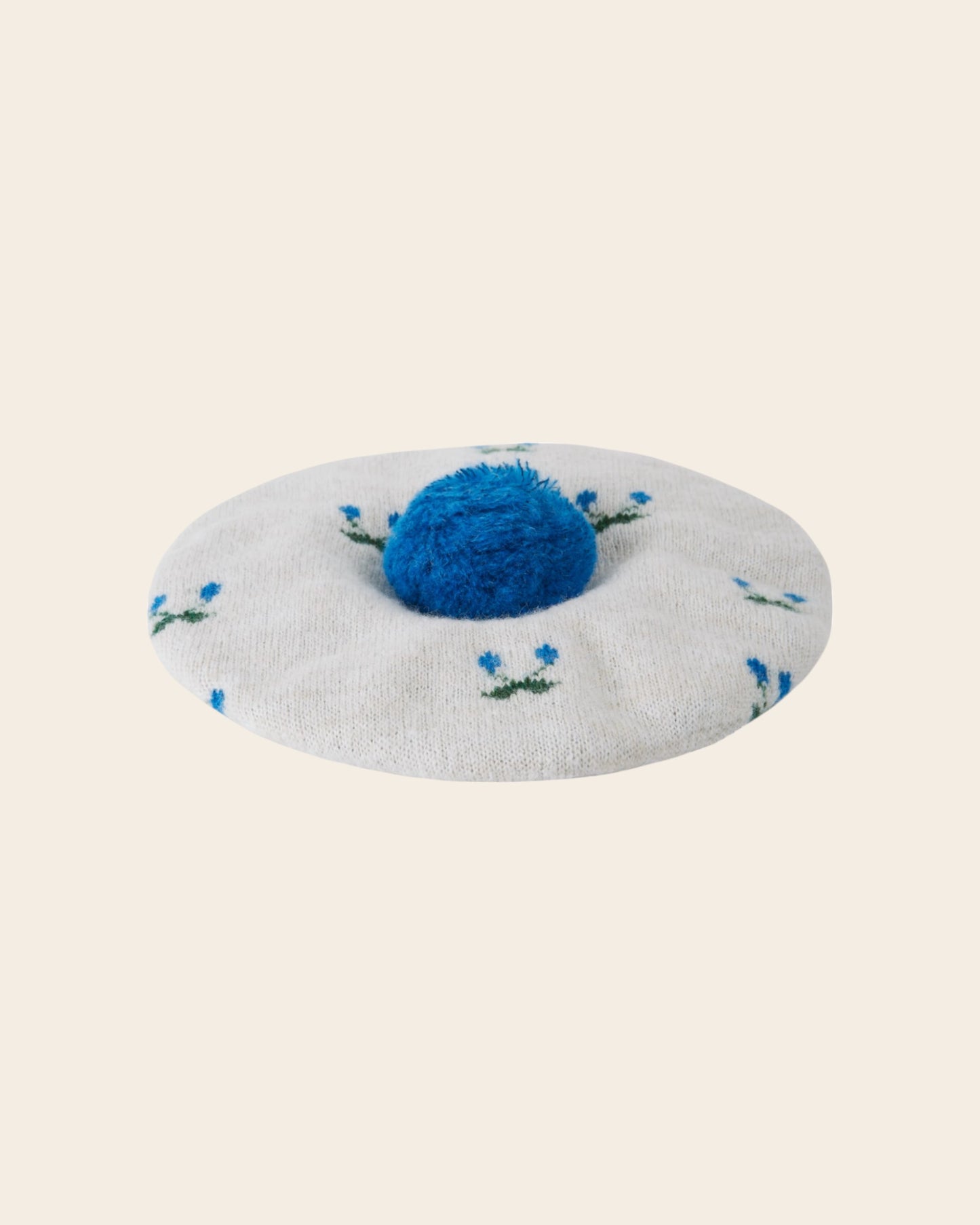 Béret cerise écru et bleu