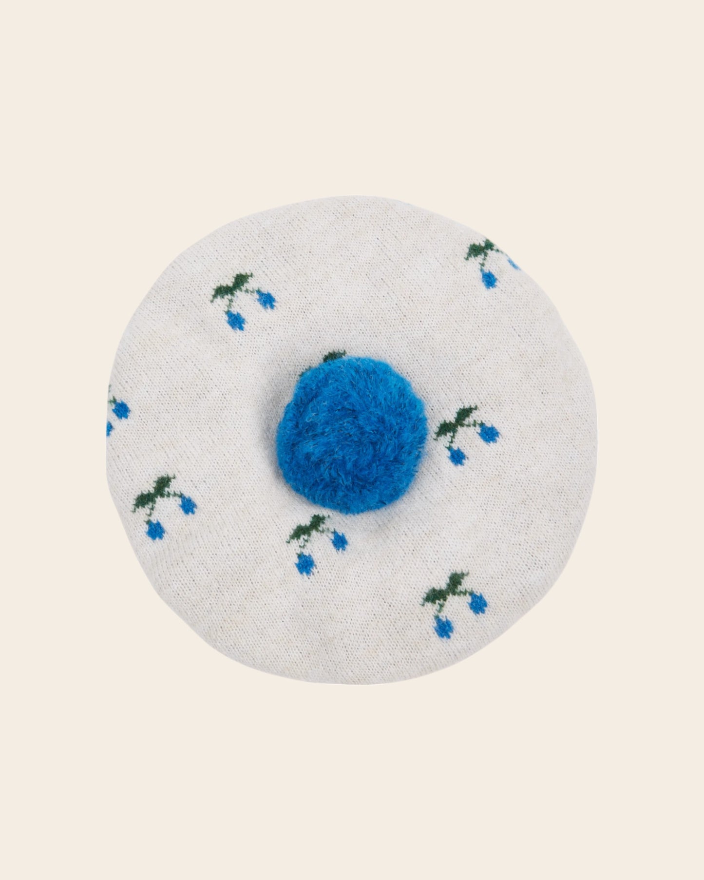 Béret cerise écru et bleu