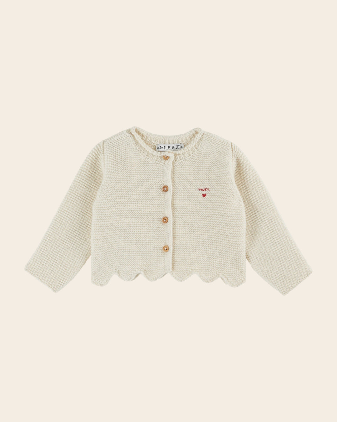 baby ecru garter stitch cardigan
