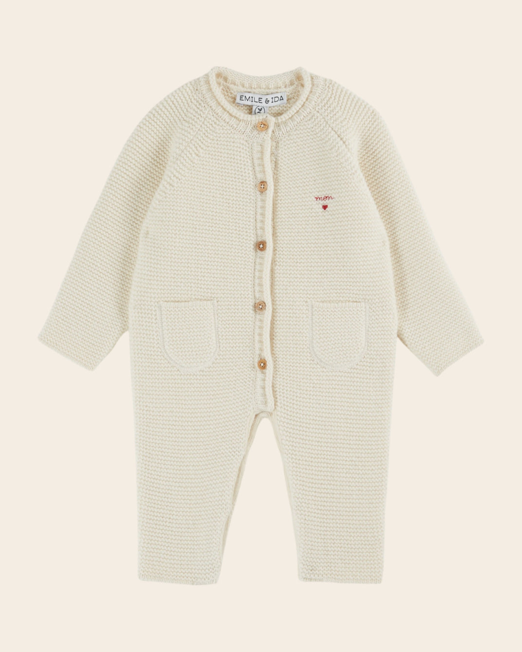 ecru baby garter stitch jumpsuit