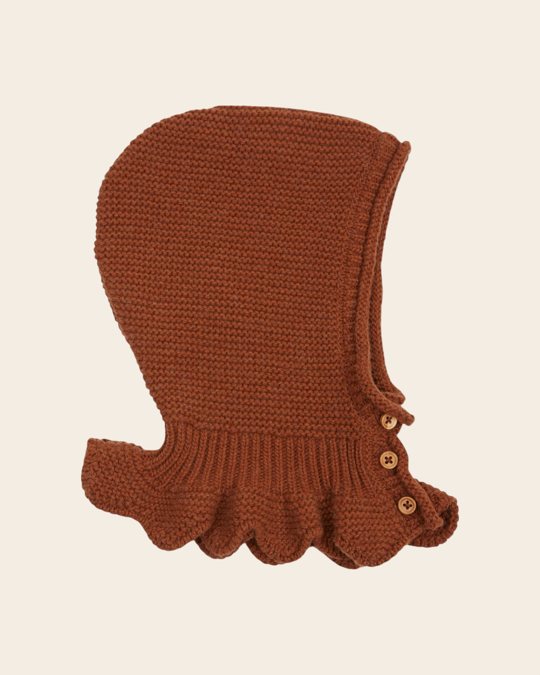 caramel baby garter stitch balaclava