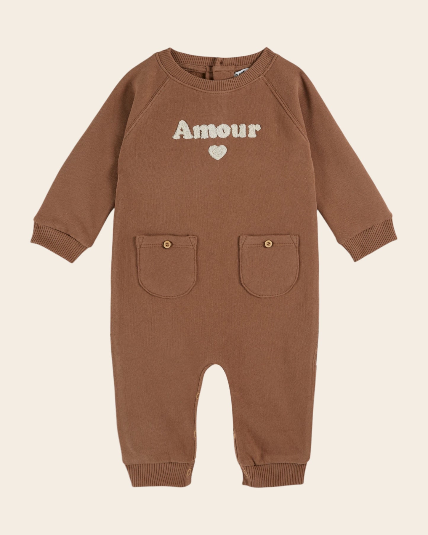embroidered coffee jumpsuit