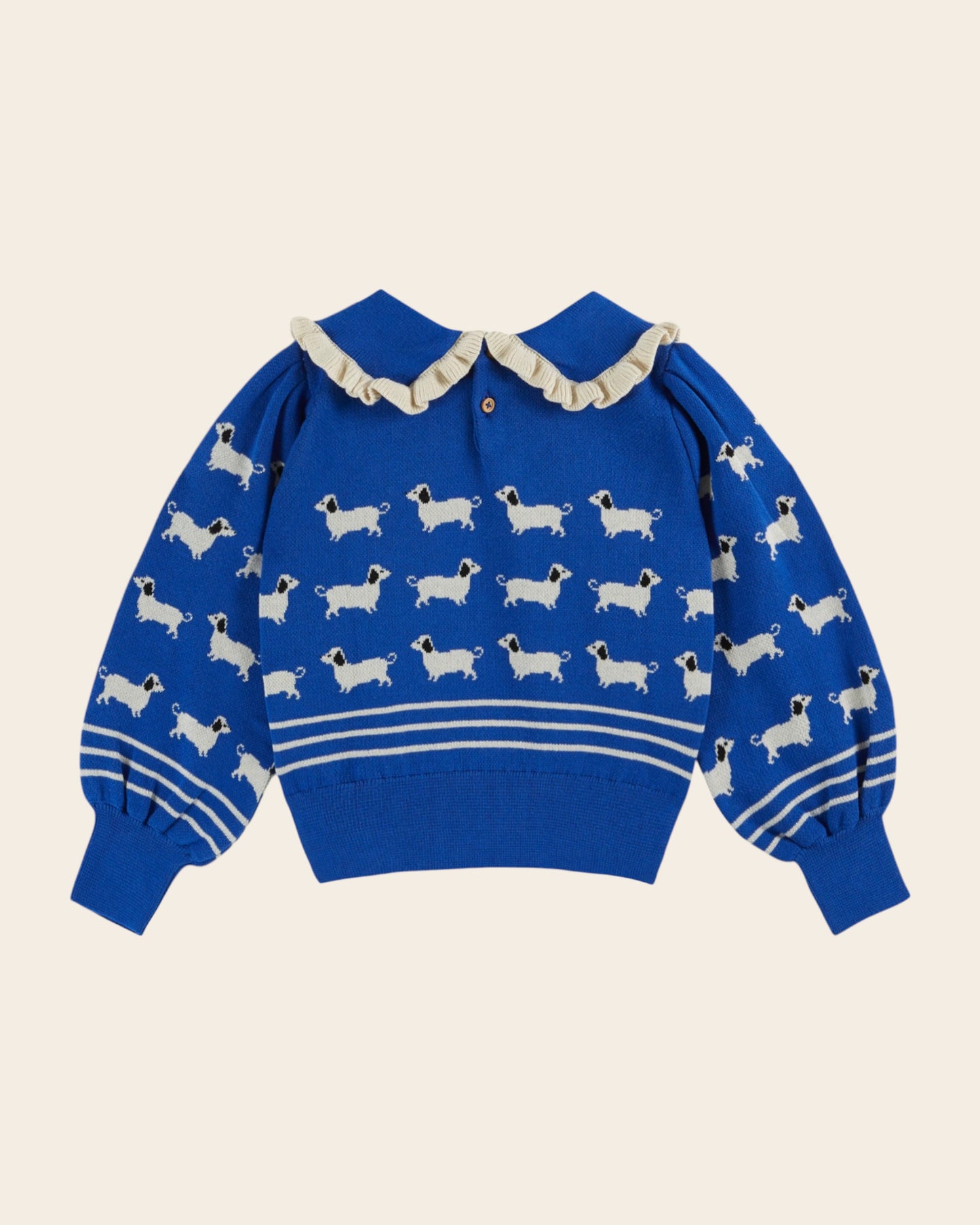 Pull fille teckels coton bio bleu royal