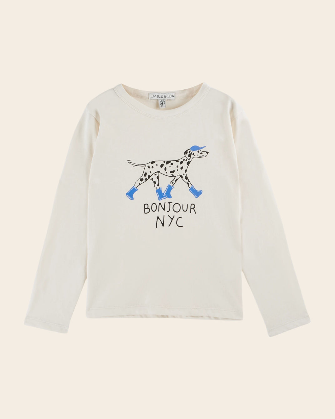 cream dog square pattern t-shirt