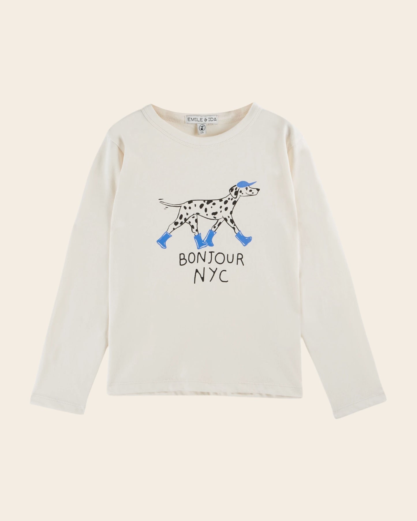 cream dog square pattern t-shirt