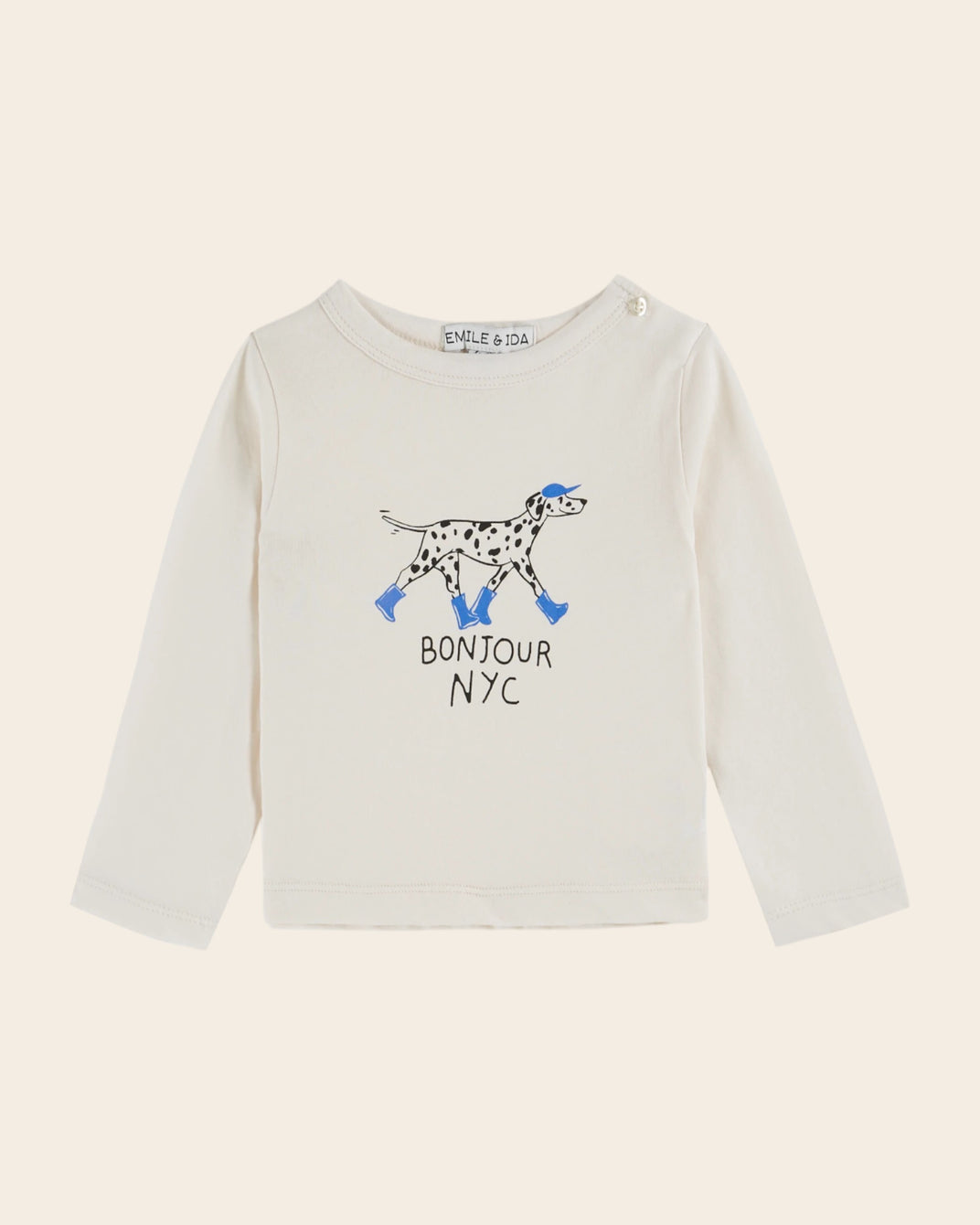 cream dog square pattern t-shirt