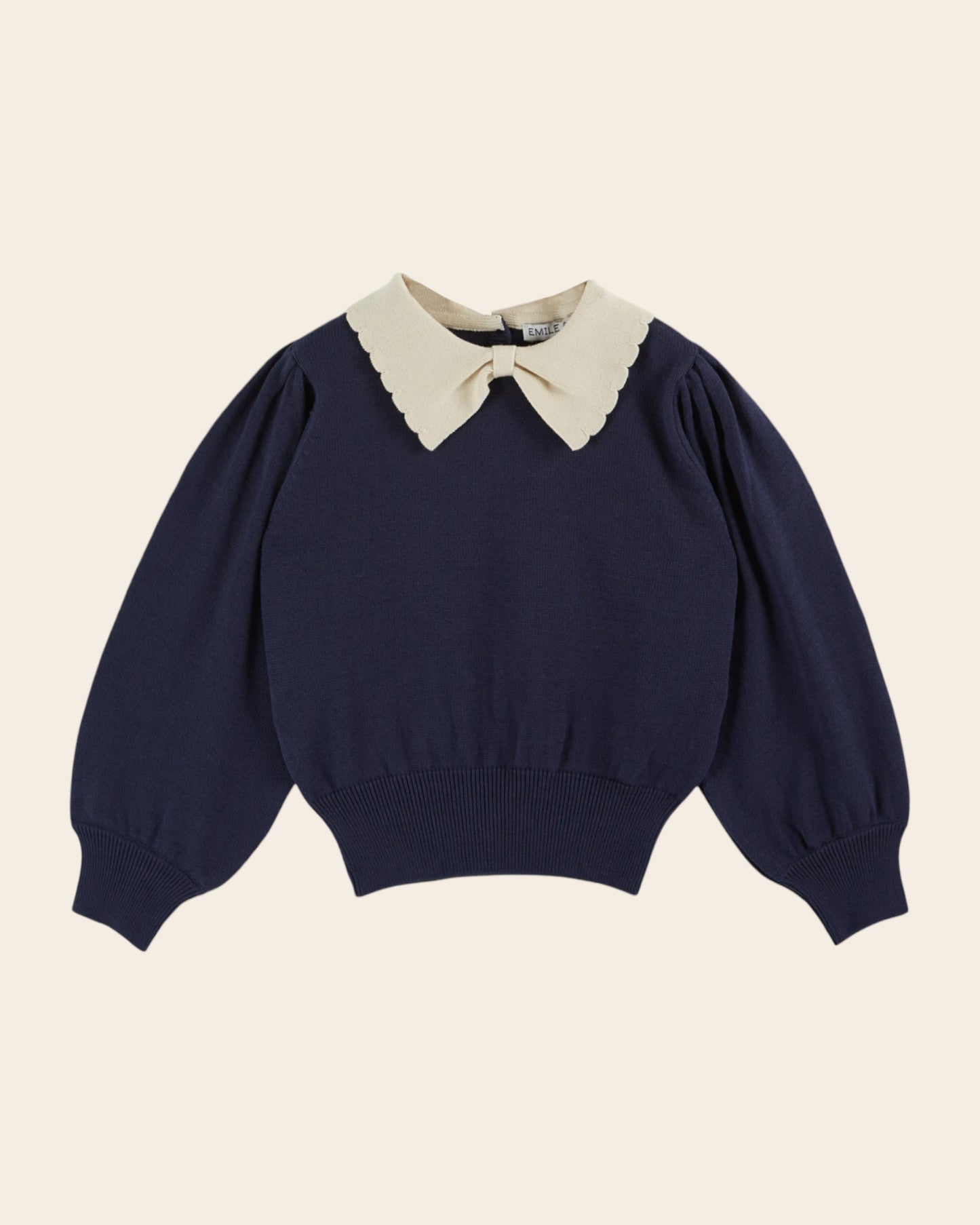 Pull col Pierrot coton bio marine