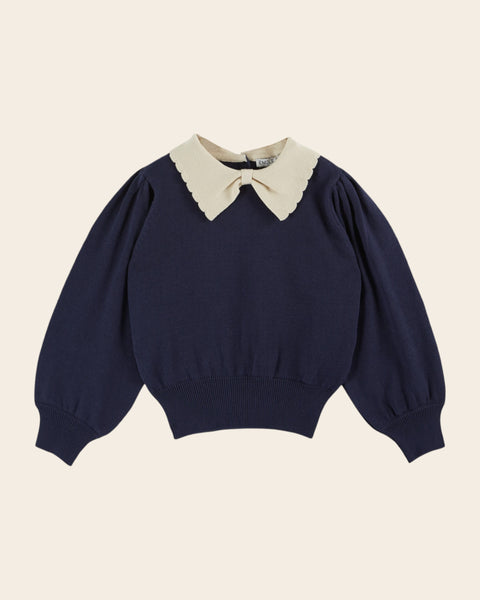 navy pierrot collar sweater
