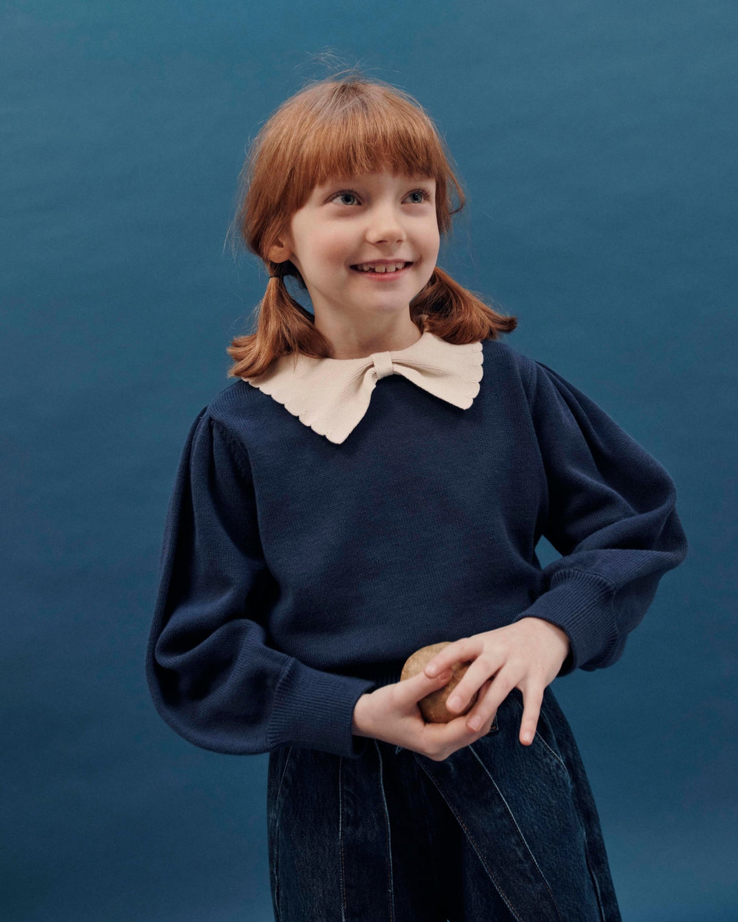 Pull col Pierrot coton bio marine