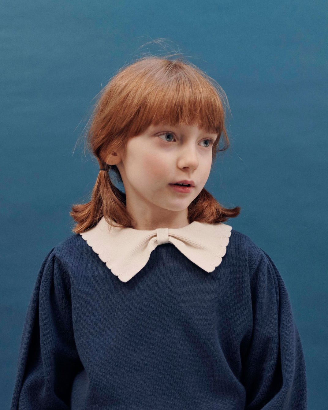 Pull col Pierrot coton bio marine