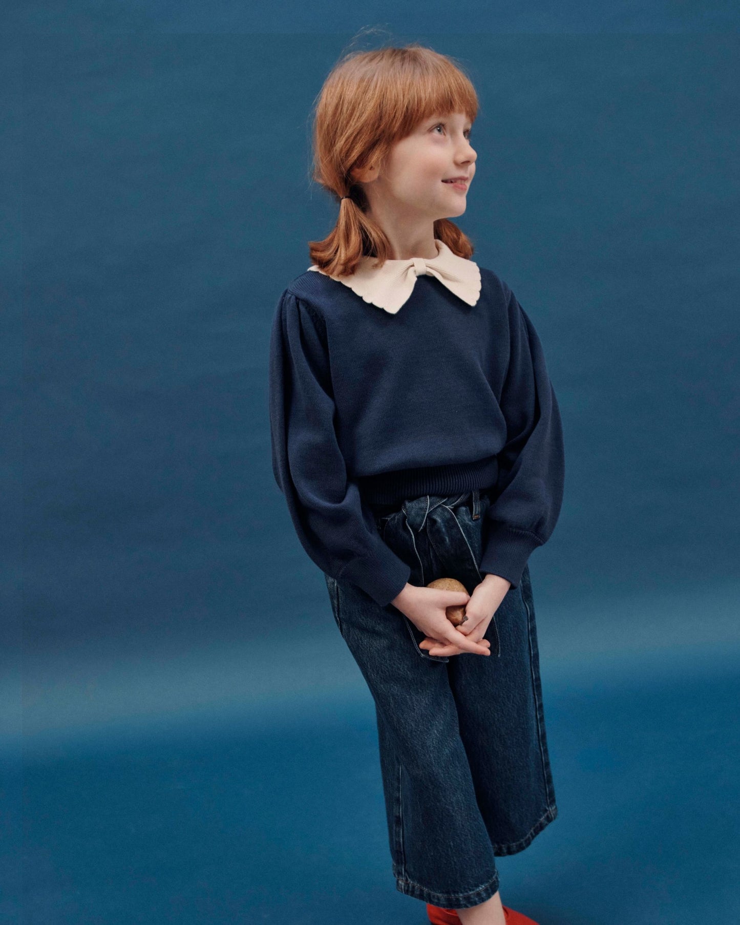 Pull col Pierrot coton bio marine