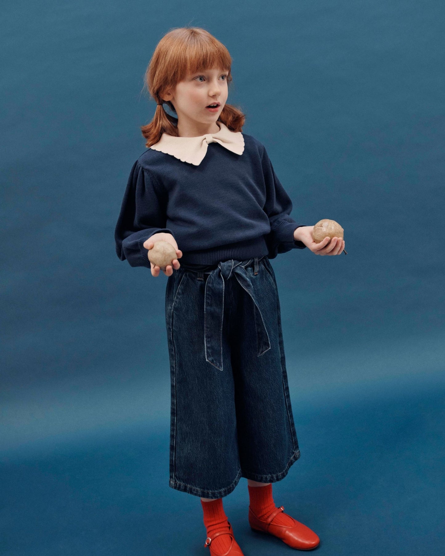 Pull col Pierrot coton bio marine