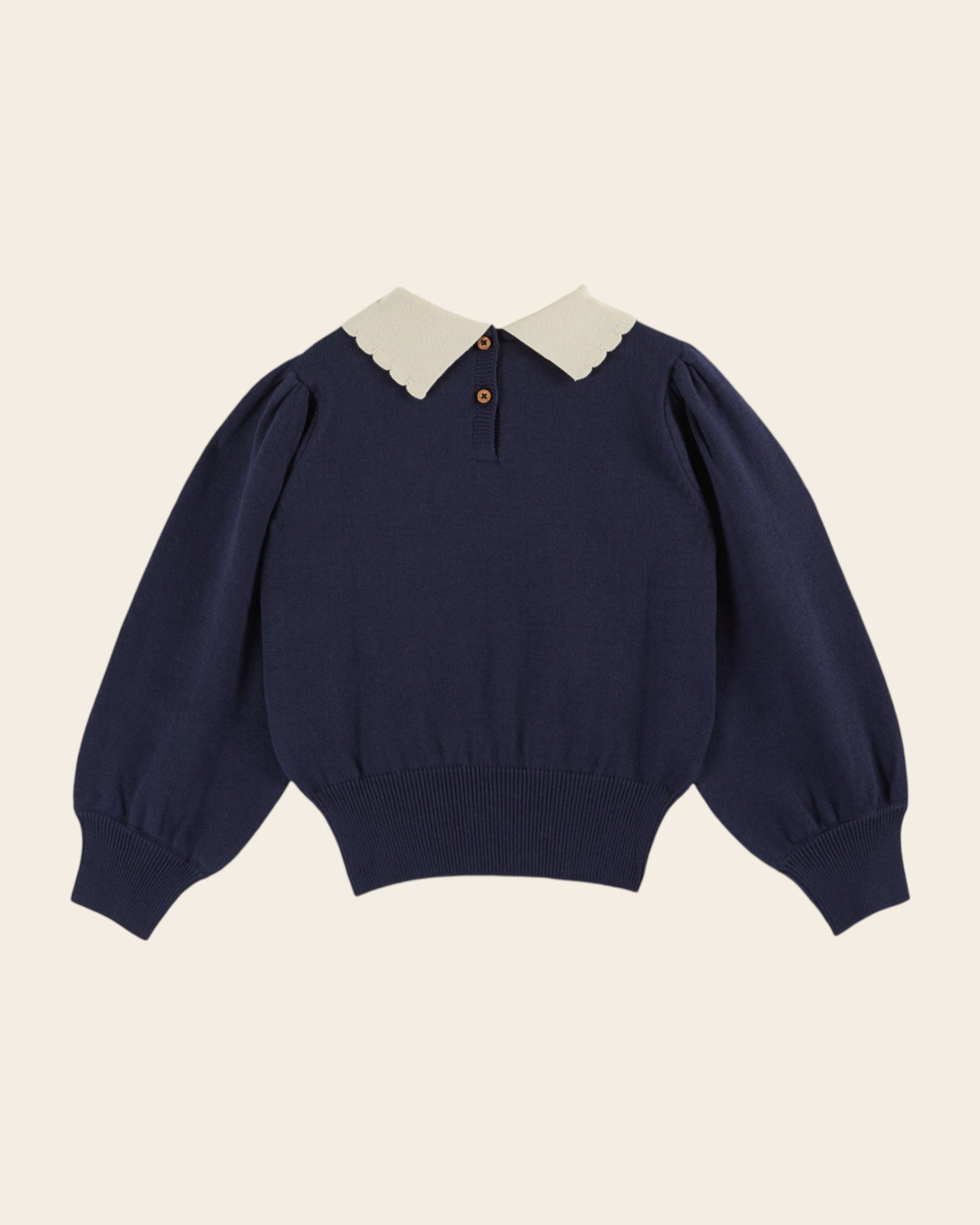 Pull col Pierrot coton bio marine