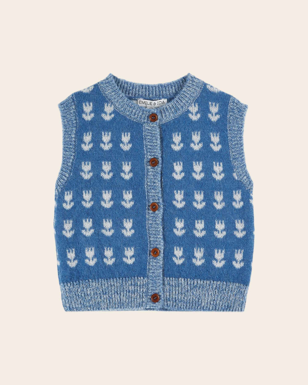 Cardigan sans manches tulipes bleu