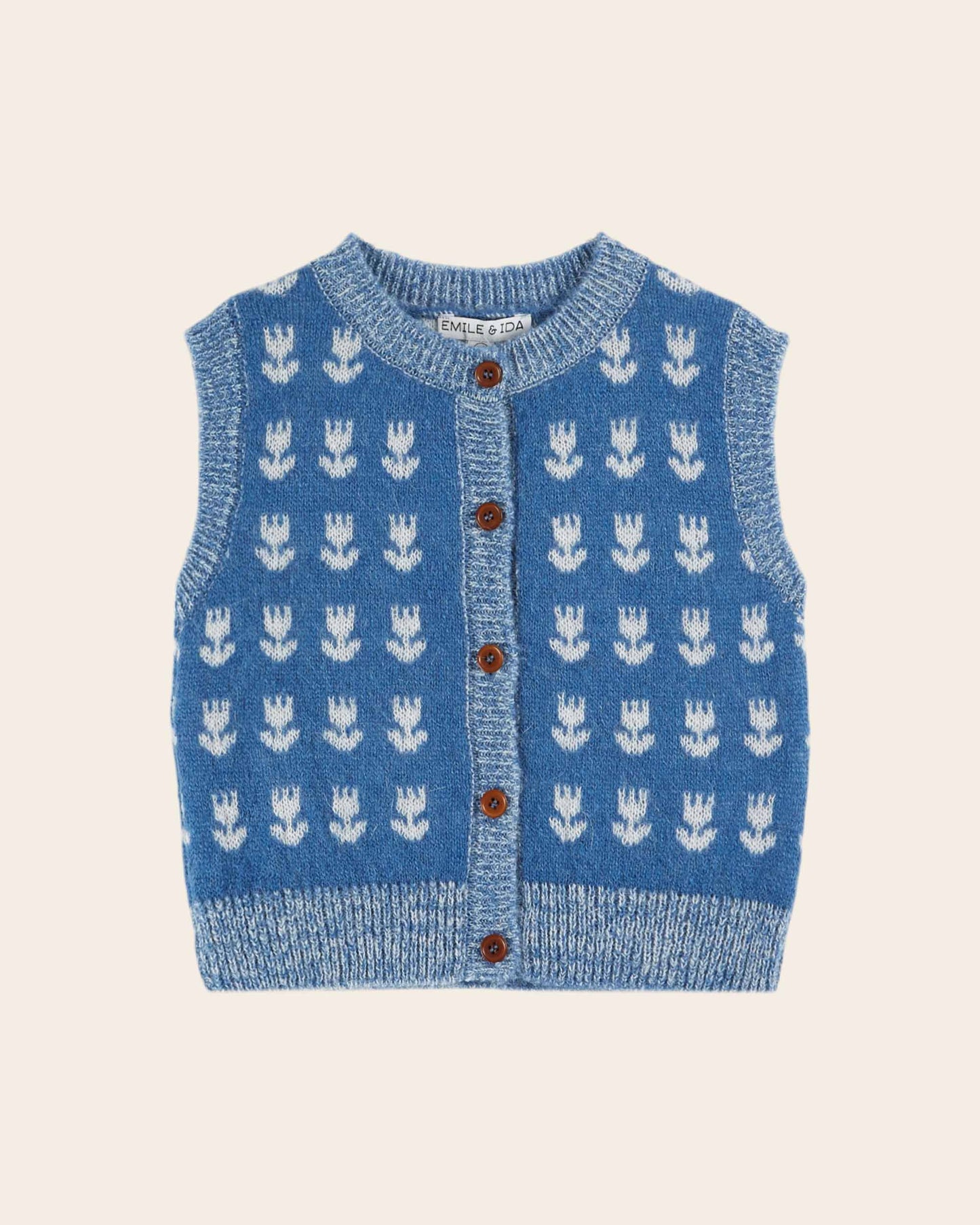 Cardigan sans manches tulipes bleu