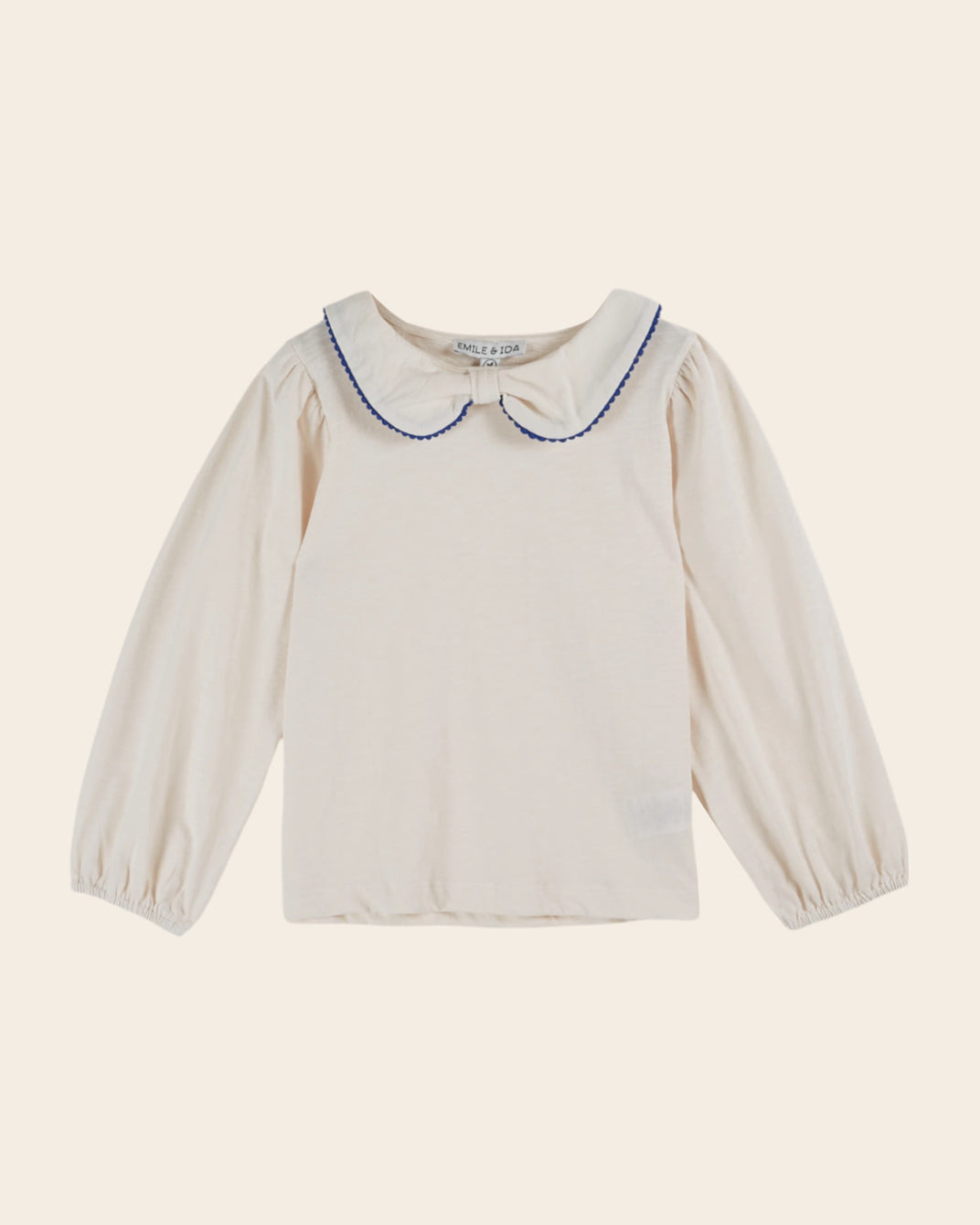 T-shirt col noeud coton bio crème