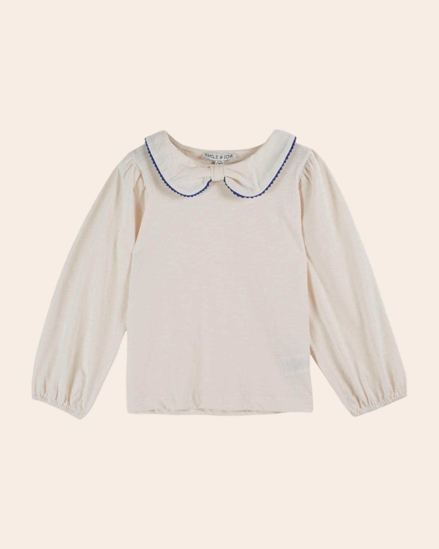 T-shirt col noeud coton bio crème