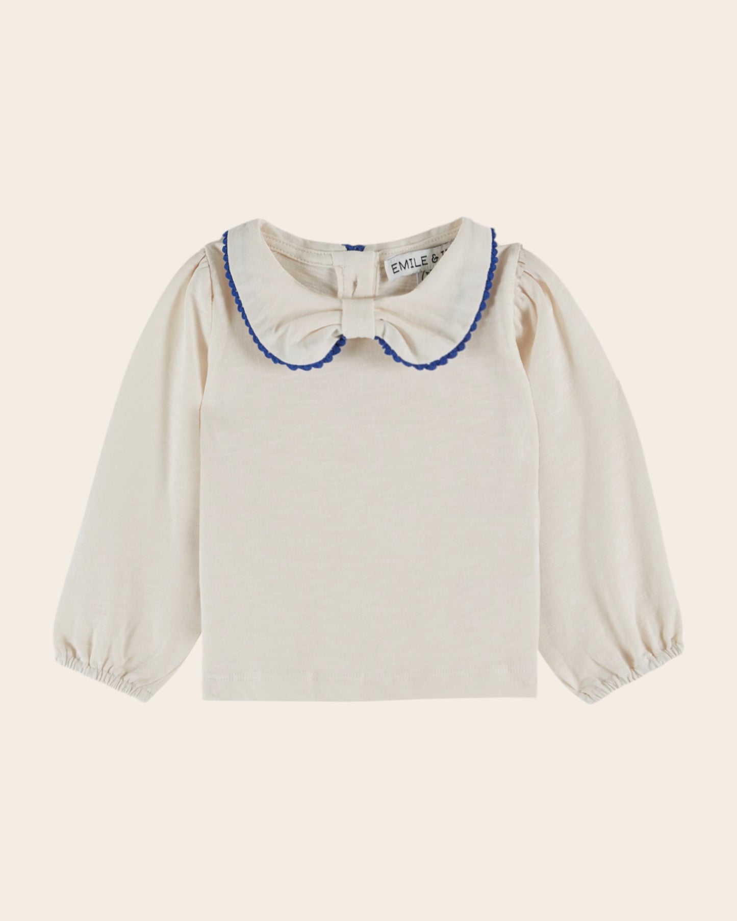 T-shirt col noeud coton bio crème