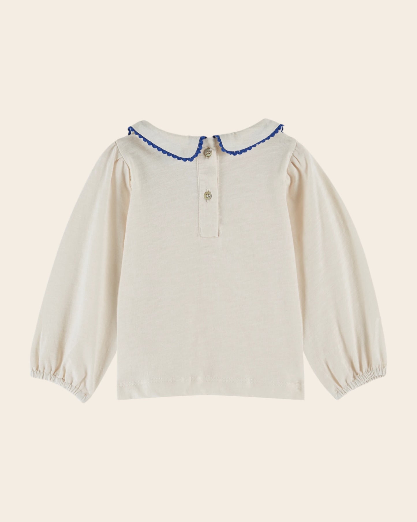 T-shirt col noeud coton bio crème
