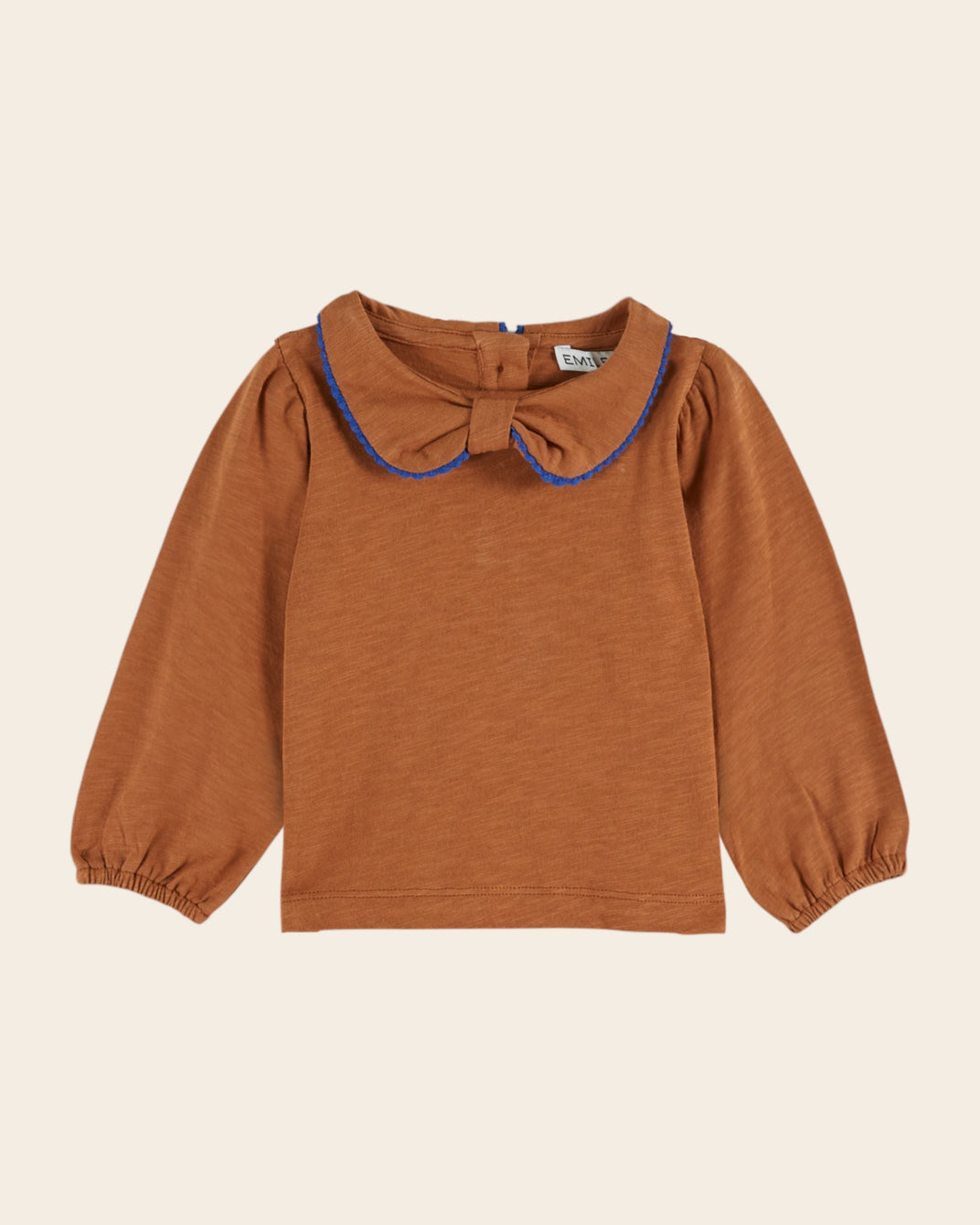 T-shirt col noeud coton bio caramel