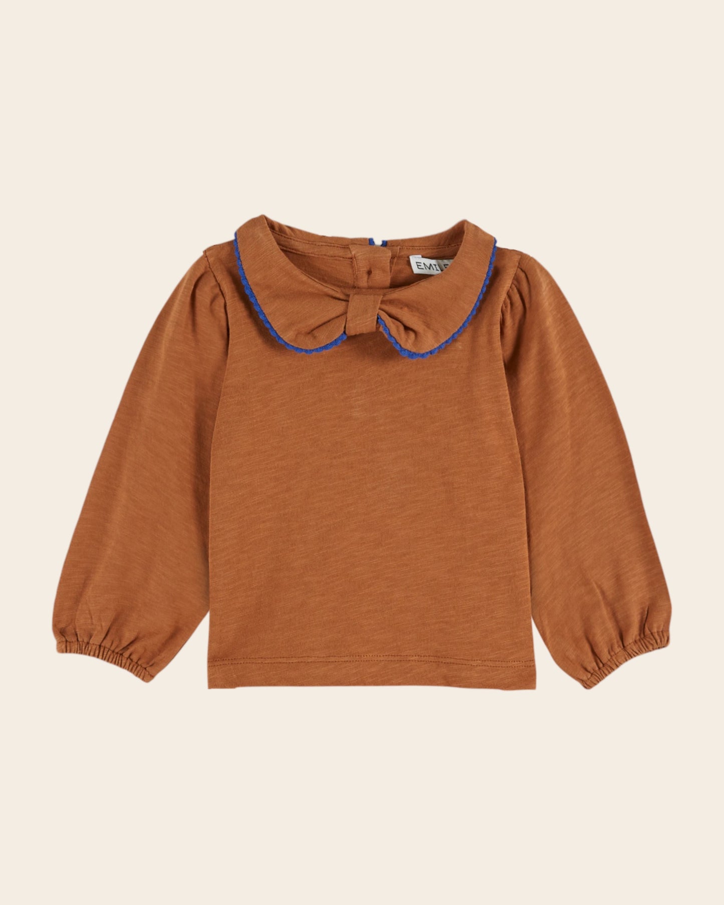 T-shirt col noeud coton bio caramel