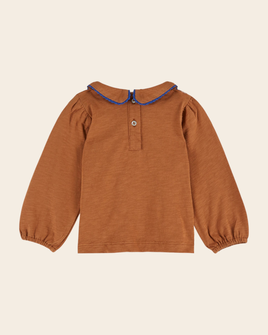 T-shirt col noeud coton bio caramel