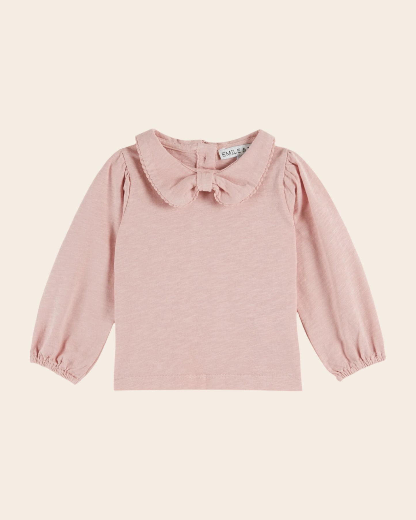 T-shirt col noeud coton bio rose