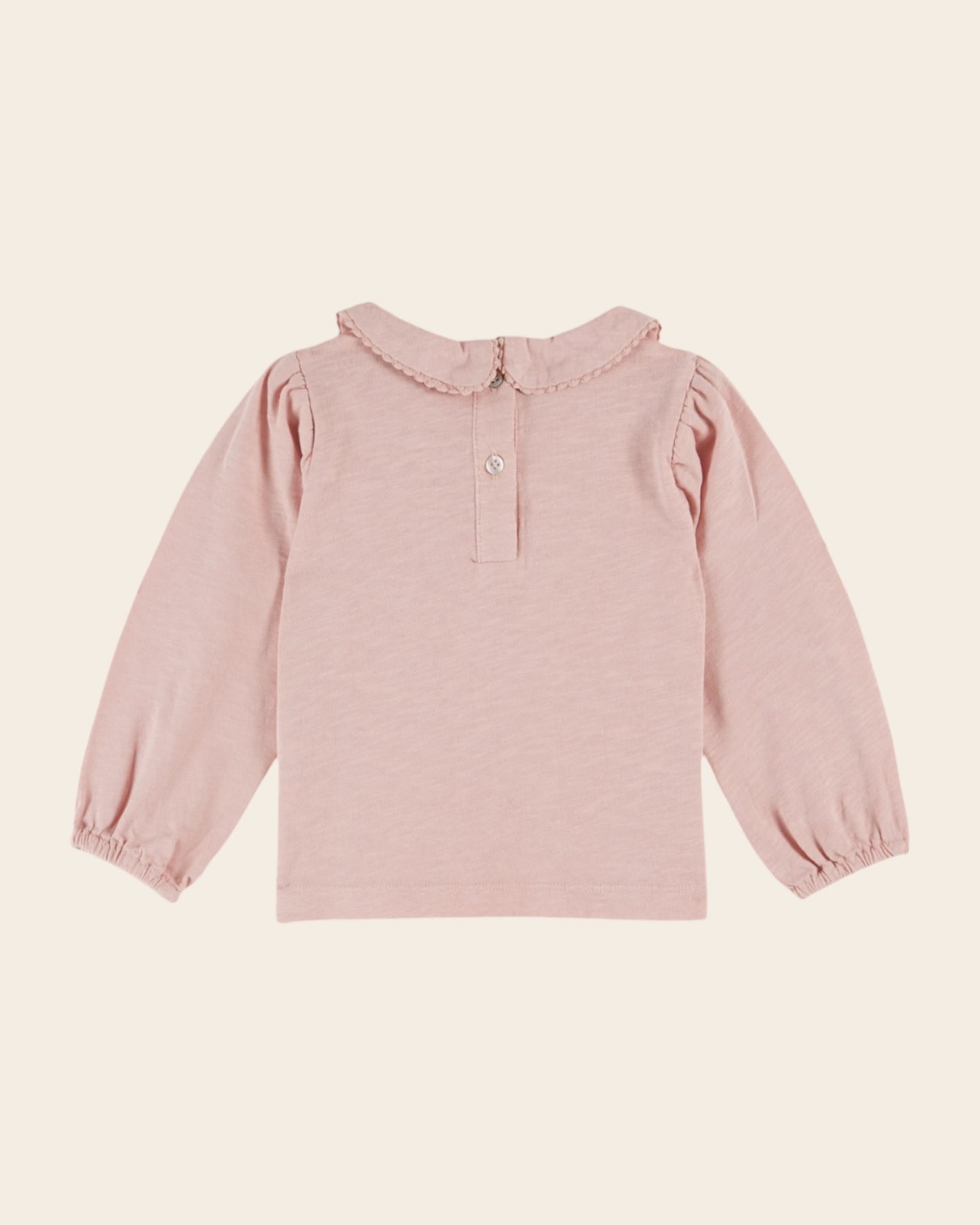 T-shirt col noeud coton bio rose