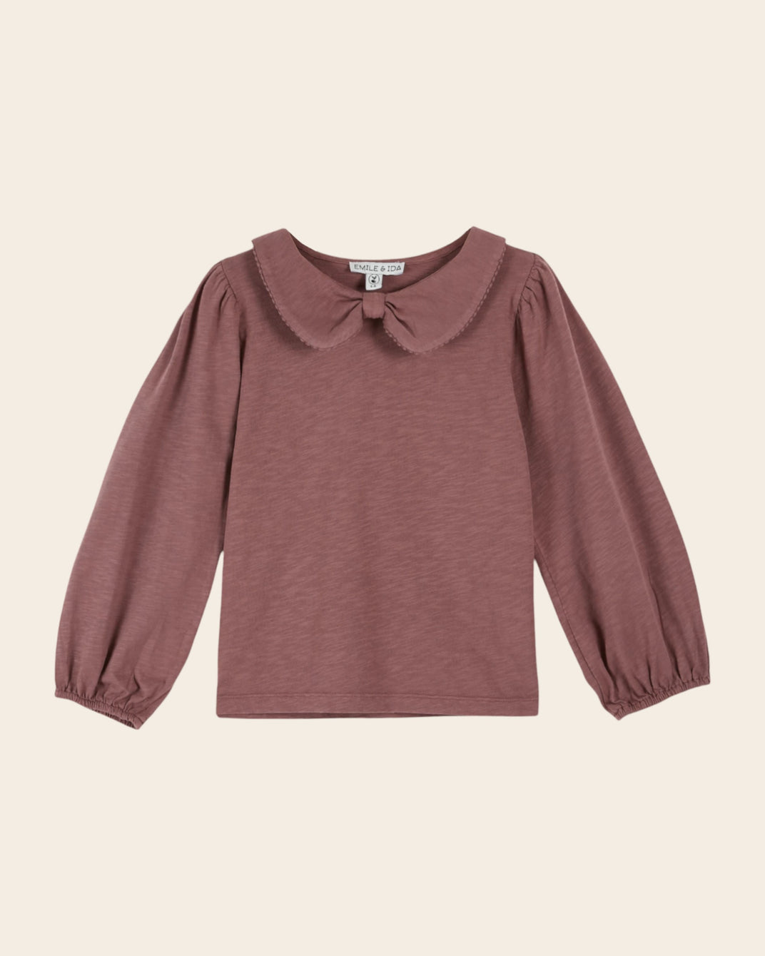 T-shirt col noeud coton bio violine
