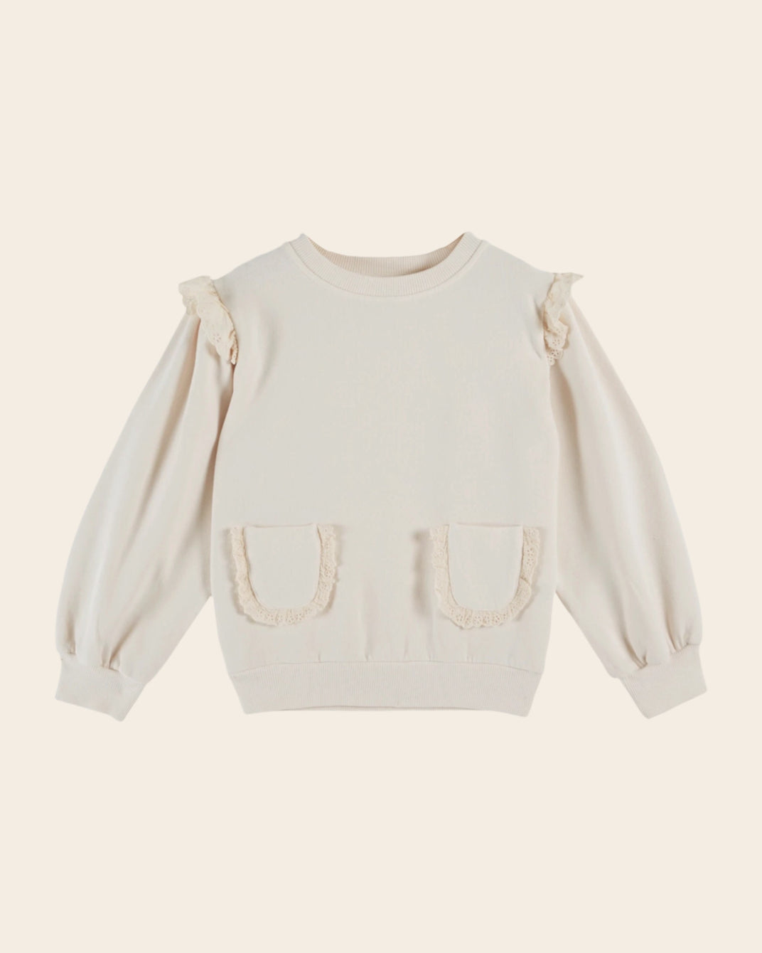 Sweat volanté coton bio crème