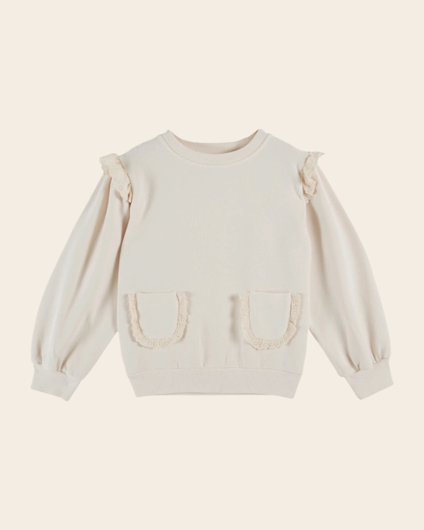 Sweat volanté coton bio crème