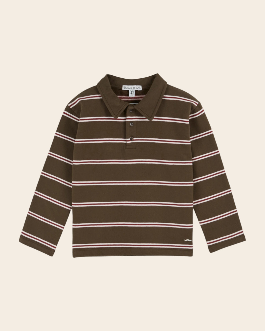 khaki striped polo shirt