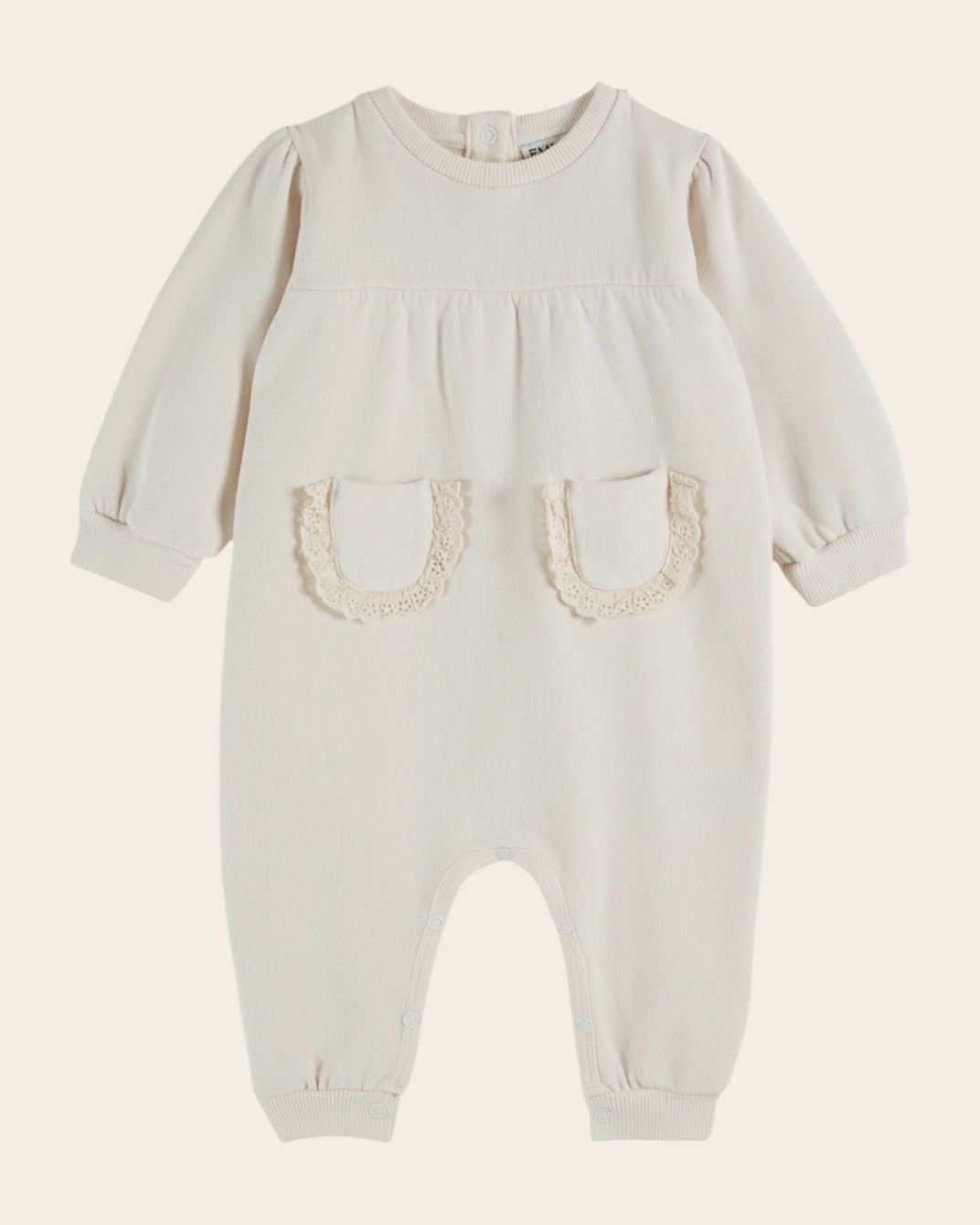 cream embroidered fleece jumpsuit