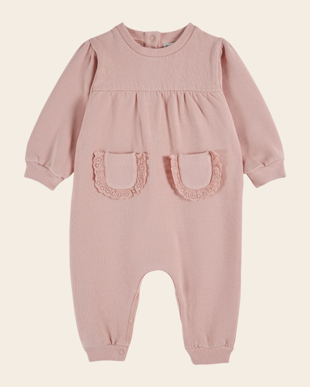 peony embroidered fleece jumpsuit