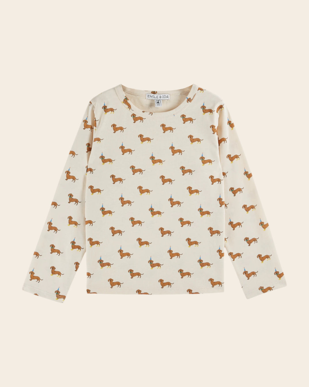 T-shirt teckels coton bio écru