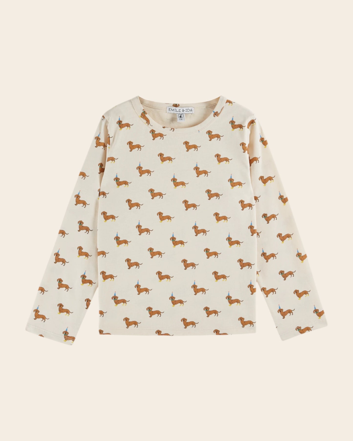 T-shirt teckels coton bio écru