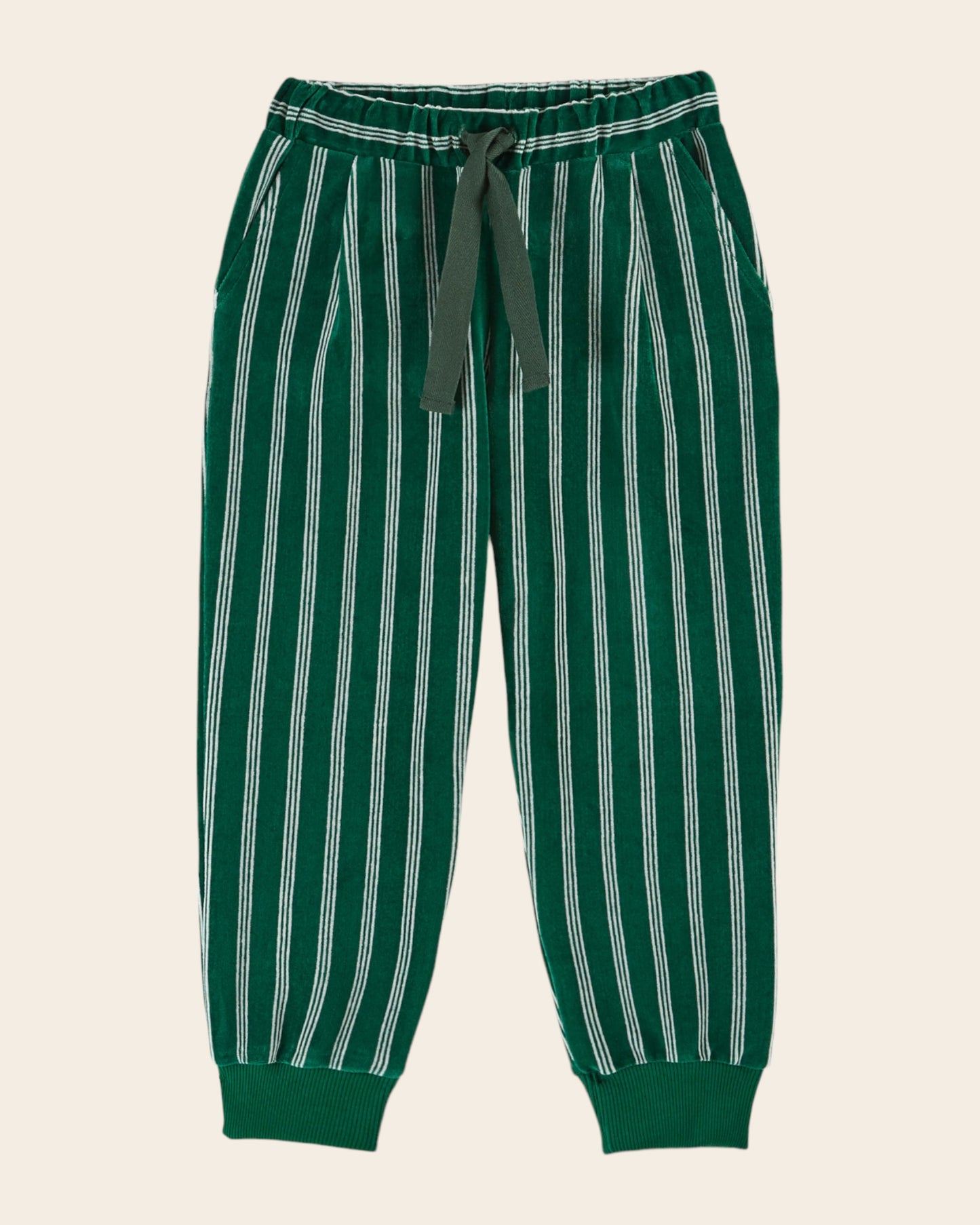 kiwi striped velvet joggers