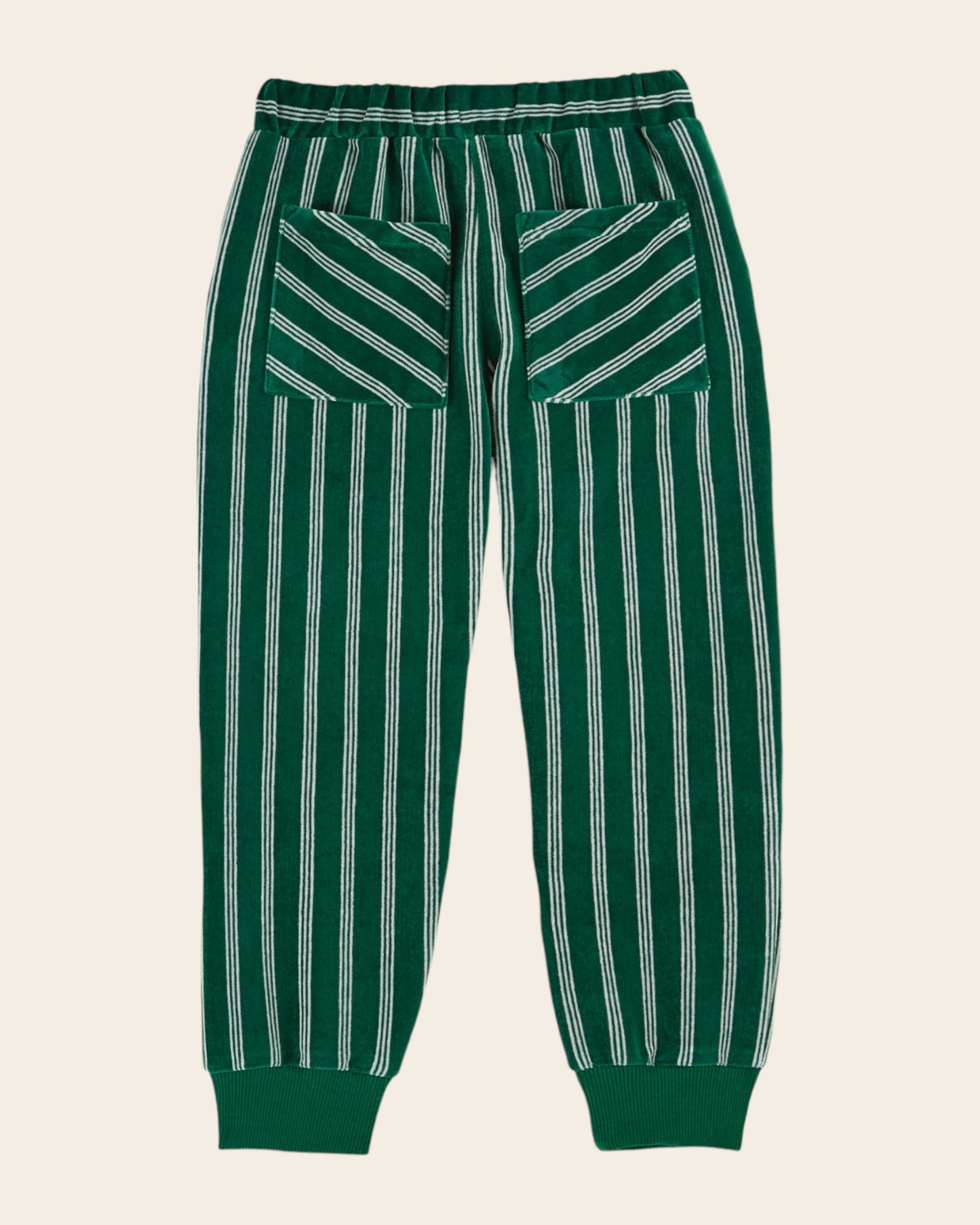 kiwi striped velvet joggers