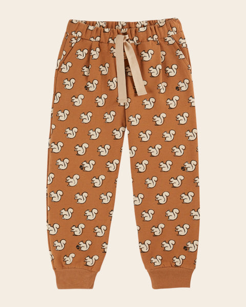 Jogger - Écureuils coton bio caramel