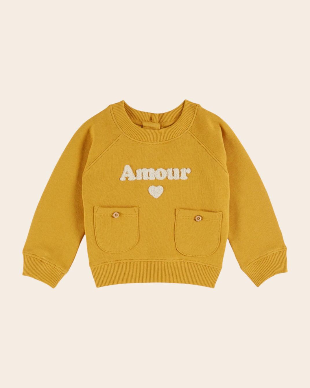 Sweat Amour coton bio moutarde