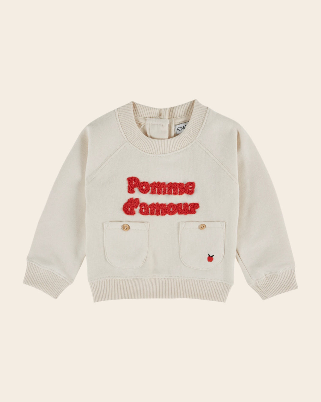 Sweat Pomme d'amour coton bio écru