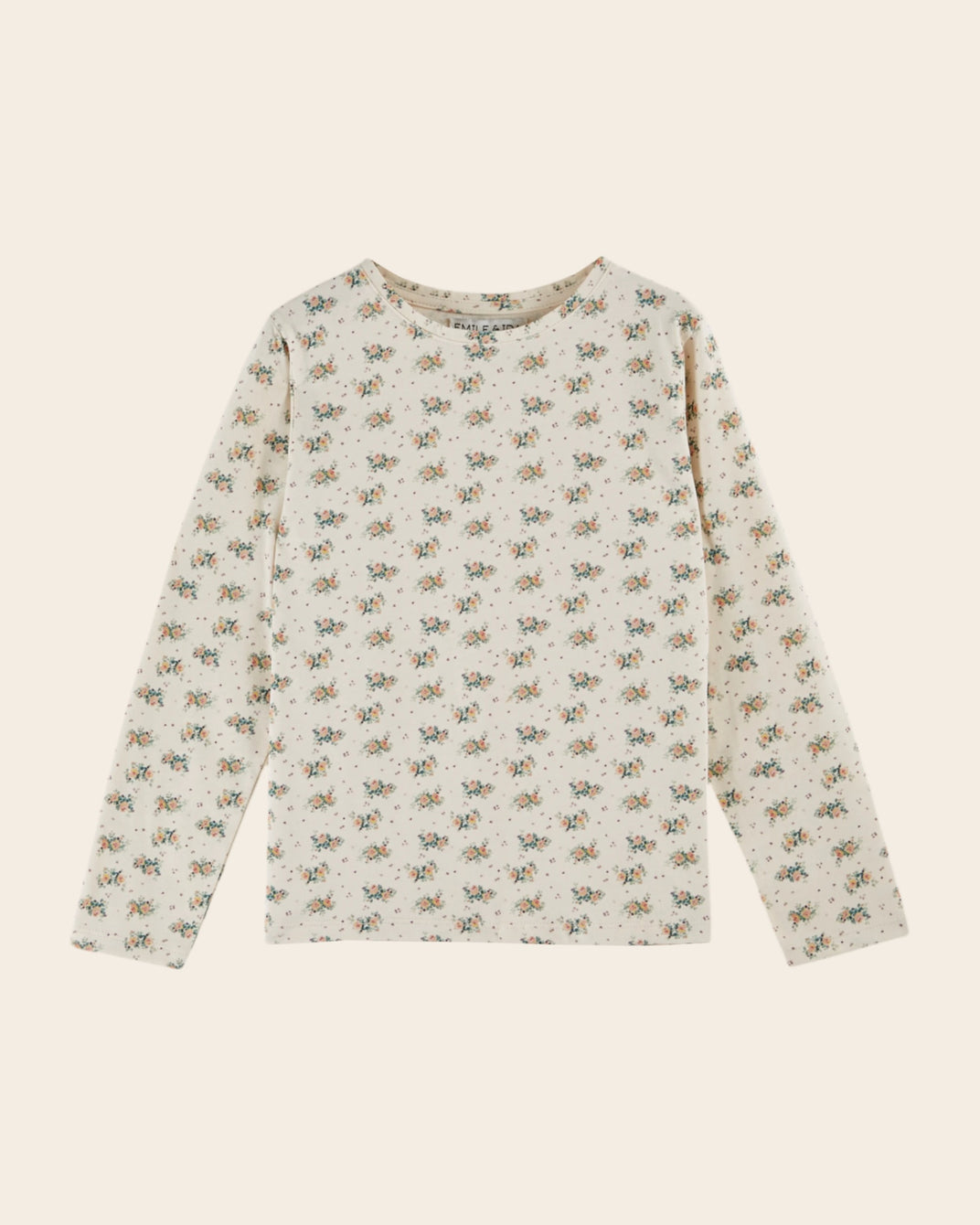 T-shirt coton bio à fleurs beige