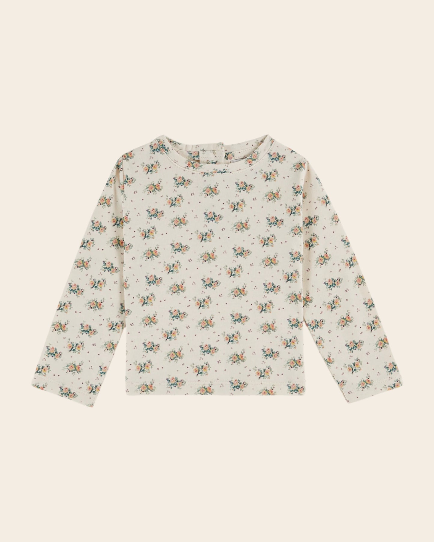 T-shirt coton bio à fleurs beige