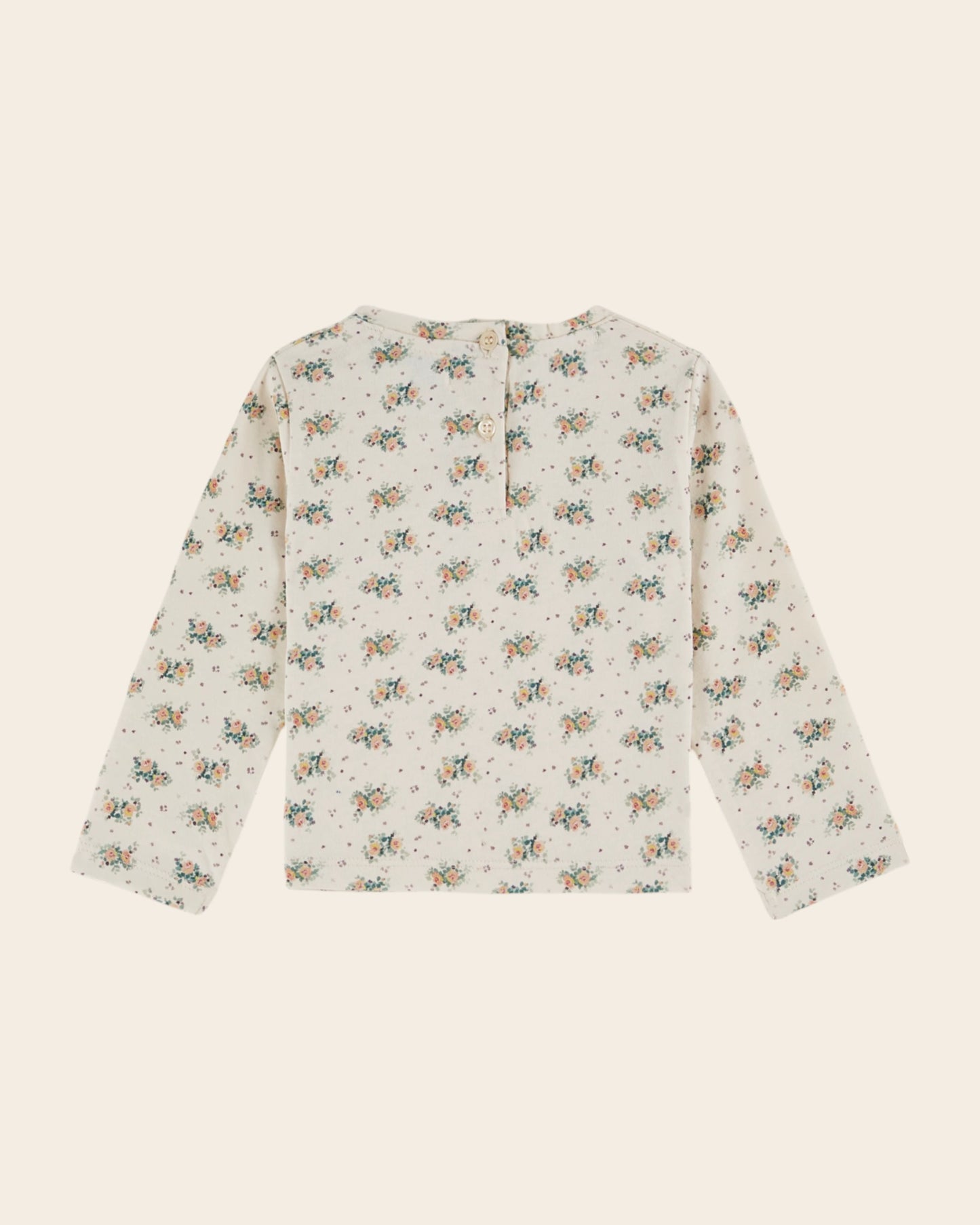 T-shirt coton bio à fleurs beige
