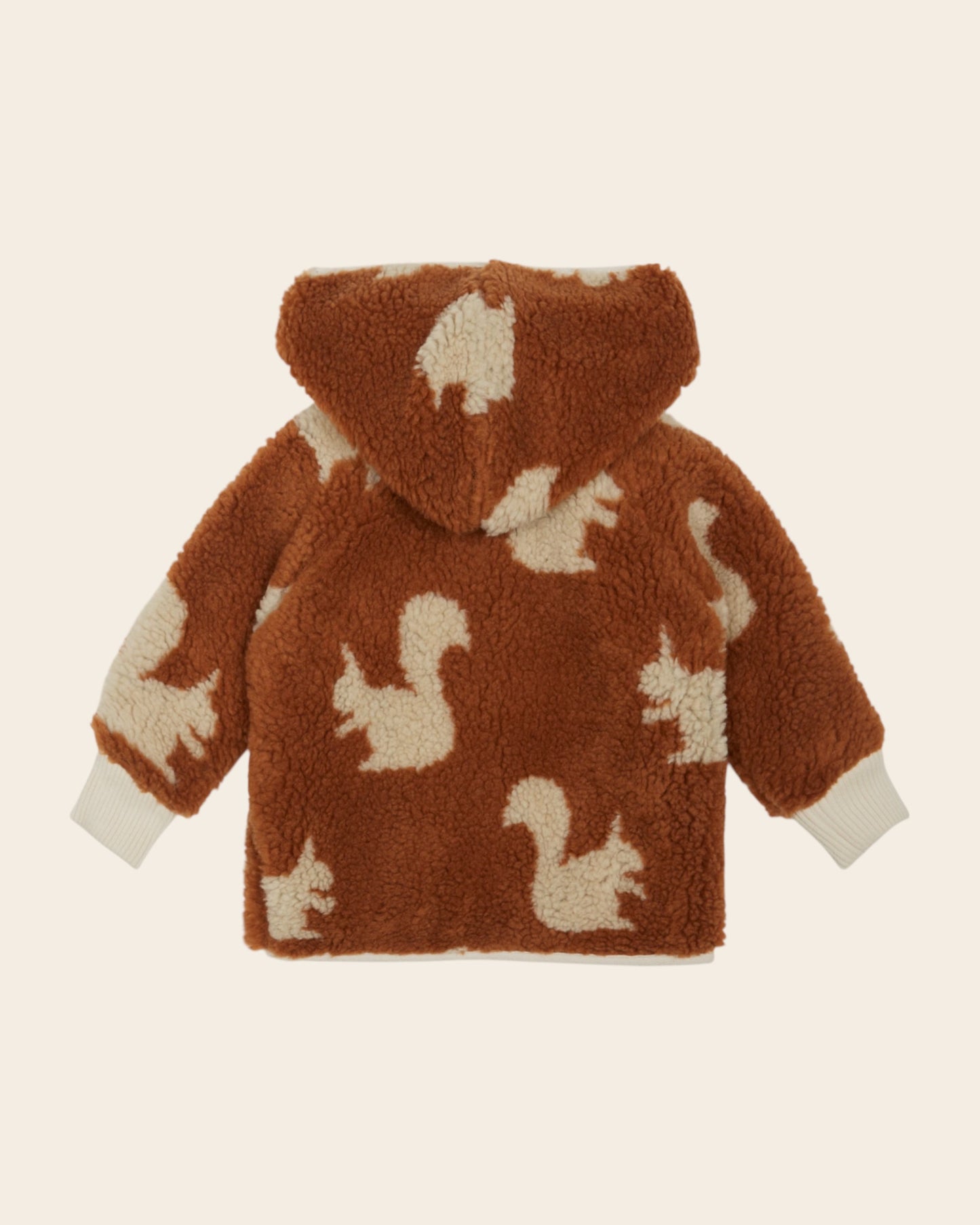 Veste sherpa à capuche écureuils marron