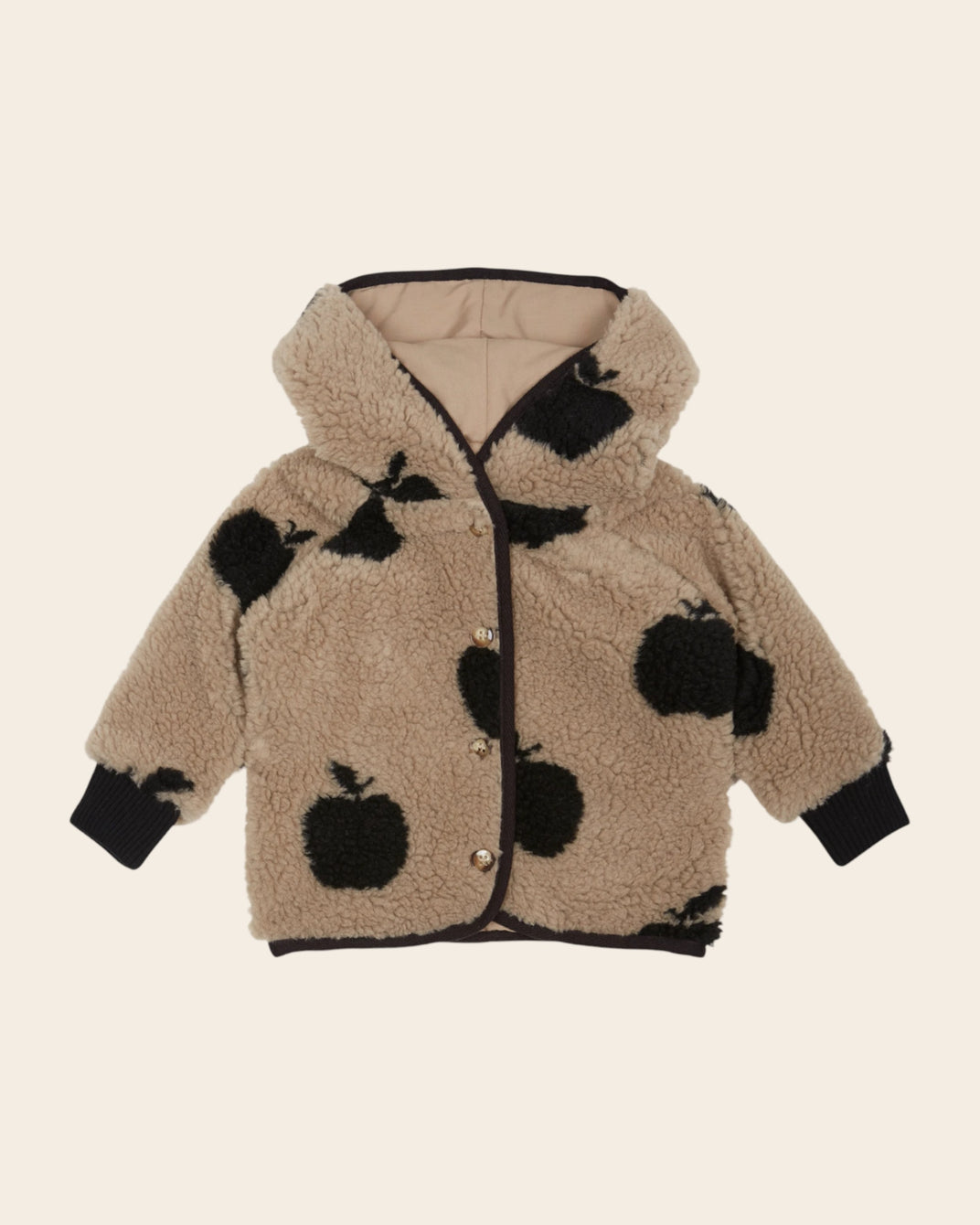 Veste sherpa à capuche pommes grège