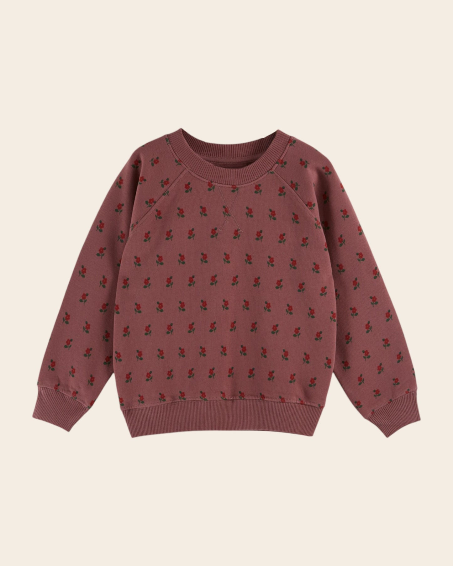 sweatshirt with all-over poppy purple print