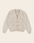 Cardigan brodé main coton bio écru
