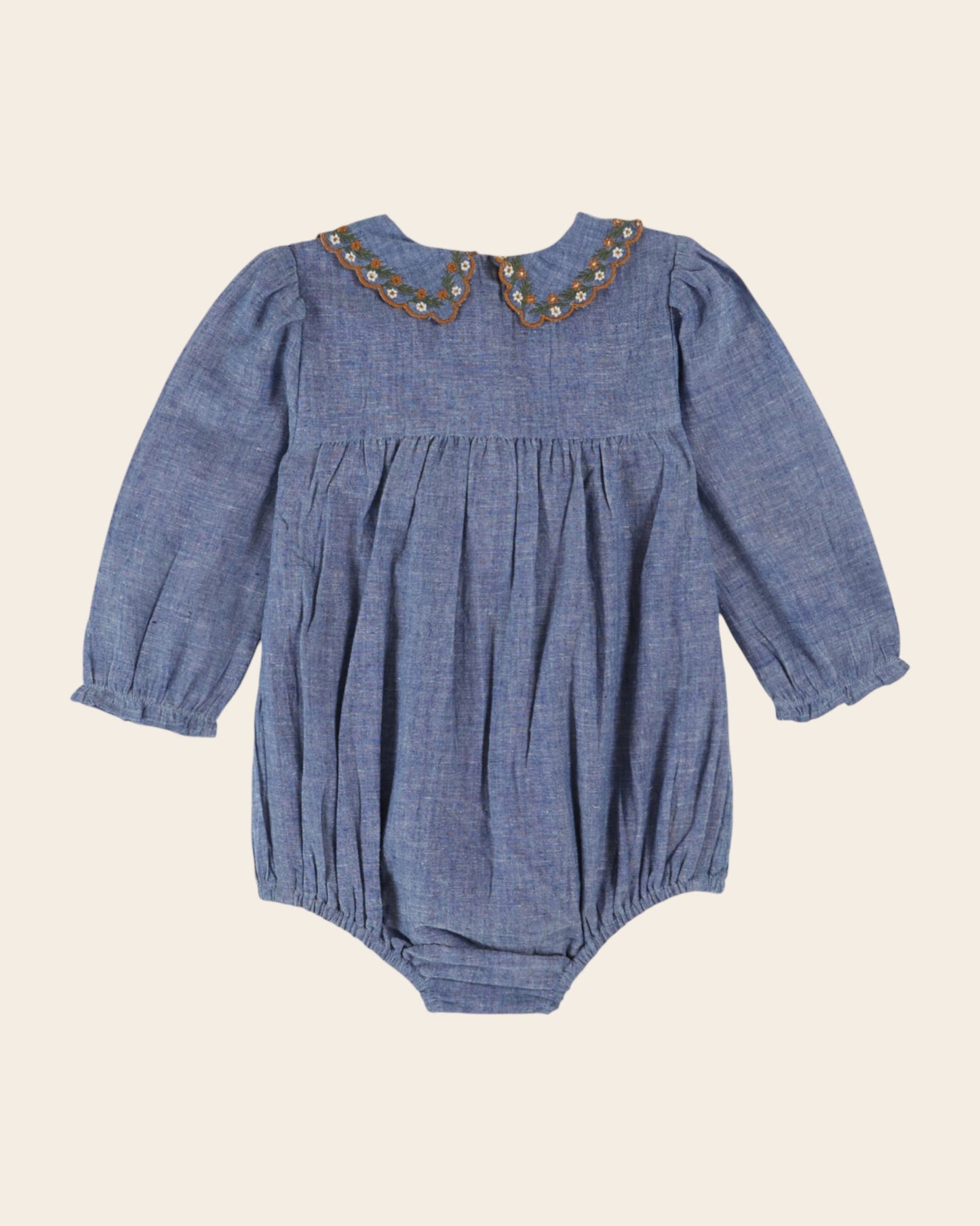 Combibloomer smocké brodé chambray